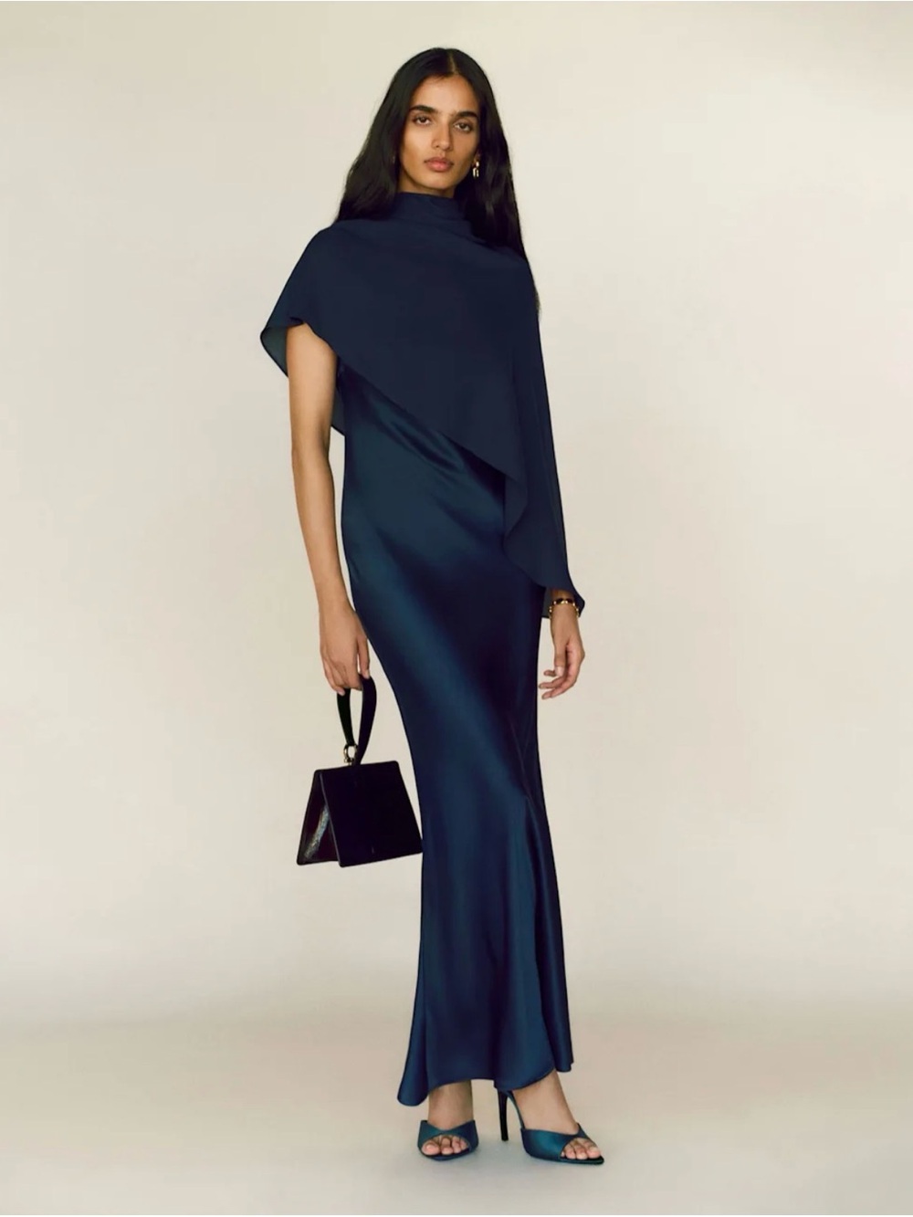 REFORMATION Lilibeth Silk Dress in Navy